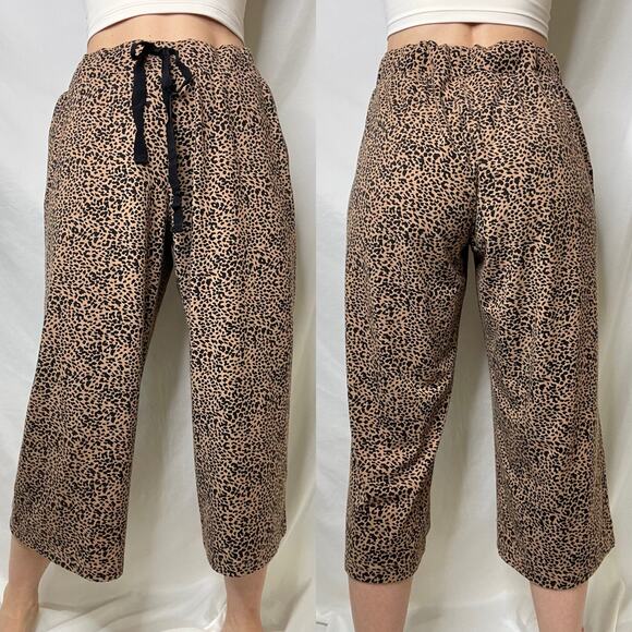 Lands' End wide leg crop animal print pajama pants leopard cheetah cropped M - Picture 13 of 17